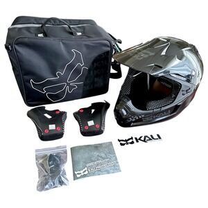 Kali Protectives Full Face Helmet Gloss Black MTB Motocross + Bag Pads DOT CPSC